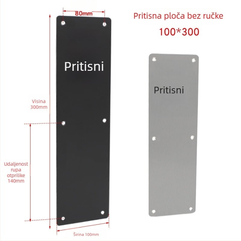 Držač pločaste ručke od nehrđajućeg čelika, moderni minimalistički dizajn, završna obrada wire-drawing, za protupožarna vrata