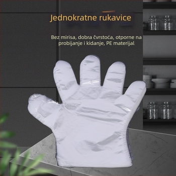 Jednokratne PE rukavice, prozirne, ojačane, otporne na ulje (Materijal: PE; Uzorak: Prozirno; Debljina: 1; Funkcija: Jednokratne rukavice otporne na ulje; Kvaliteta hrane)