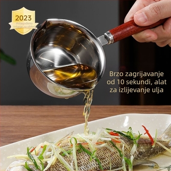 Mini posuda za prskanje ulja od 304 nehrđajućeg čelika, prijenosna, bez premaza, s jednostrukim dnom, pogodna za plinski štednjak