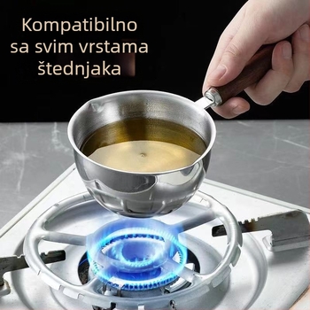 Mini posuda za prskanje ulja od 304 nehrđajućeg čelika, prijenosna, bez premaza, s jednostrukim dnom, pogodna za plinski štednjak