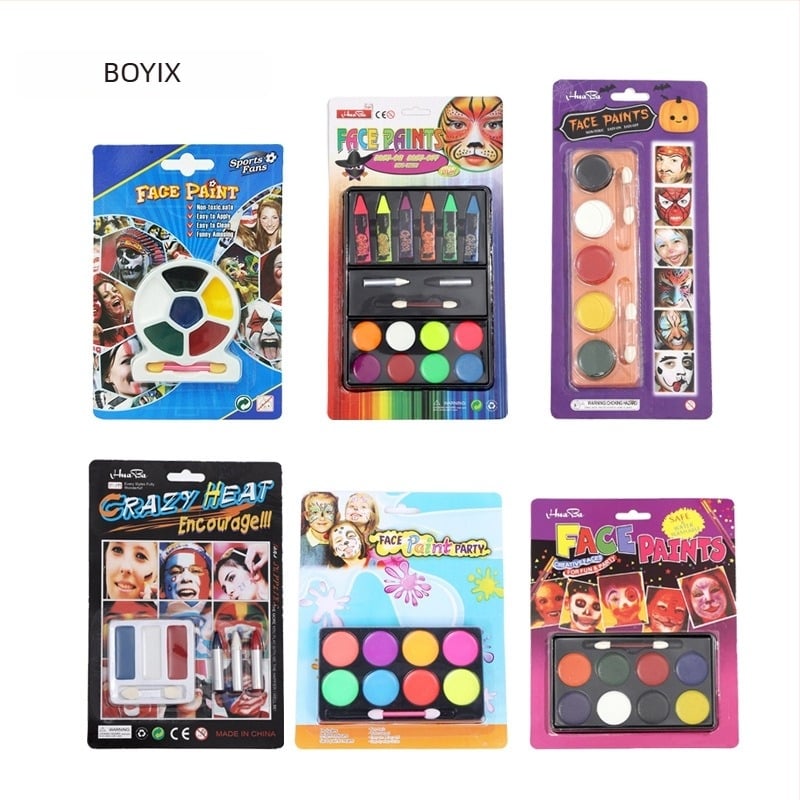 Boyixuan Set za crtanje lica i tijela – vodotopni kremasti makeup, brzo se suši, lako se ispira, osam nijansi, Halloween zabava.