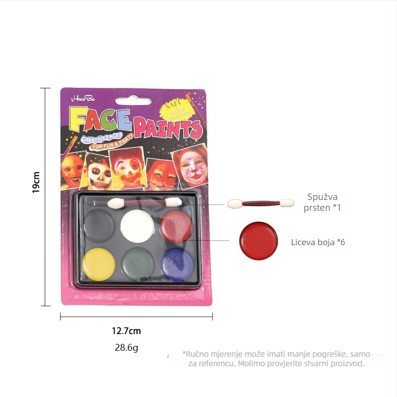 Boyixuan Set za crtanje lica i tijela – vodotopni kremasti makeup, brzo se suši, lako se ispira, osam nijansi, Halloween zabava.
