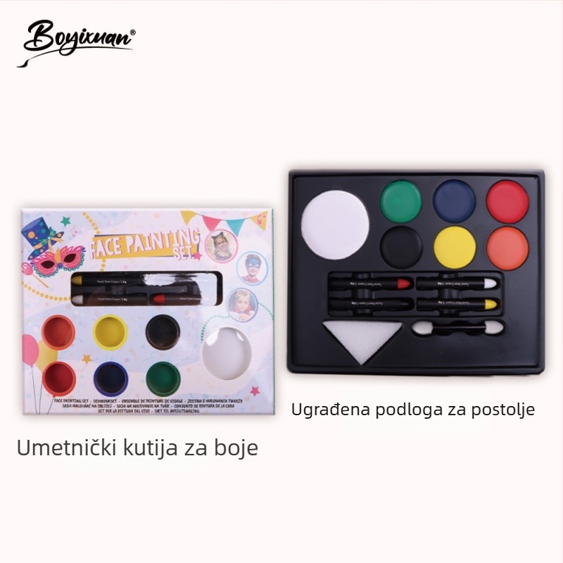 Boyixuan Set za crtanje lica i tijela – vodotopni kremasti makeup, brzo se suši, lako se ispira, osam nijansi, Halloween zabava.