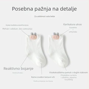 Novorođenačke čarape – korejskog stila, slatki crtani motivi, pamuk, kratke čarapice, proljeće i jesen, 0–1 godina