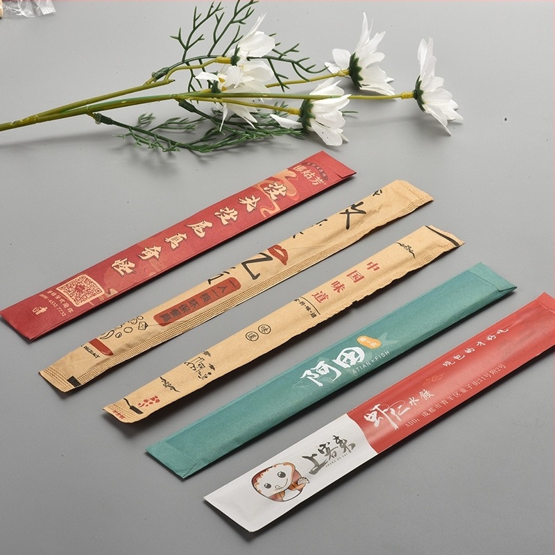 Set štapića za jelo s prilagođenim logotipom, uključena papirnata torbica, tisak visoke rezolucije, paket od 100 komada za hotele i luksuzne restorane