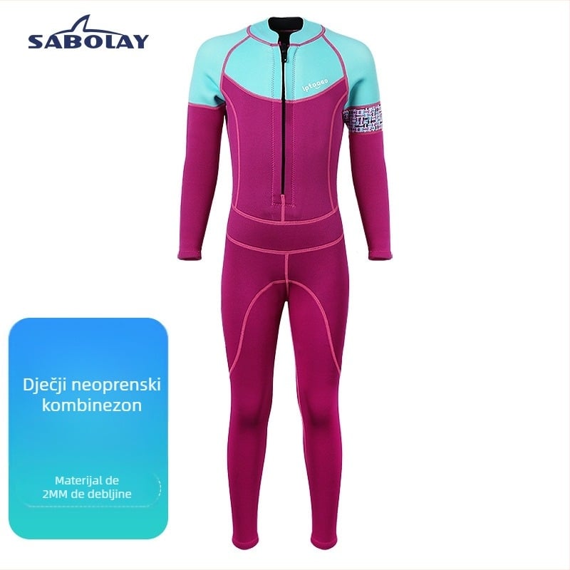 Dječji neoprenski jednodjelni kostim 2 mm, dugi rukavi, unisex, za plivanje i vodene aktivnosti
