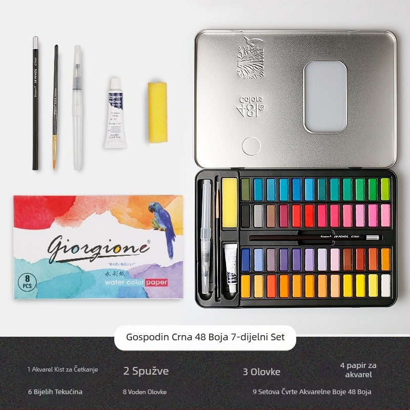 Giorgione čvrsti akvarel set, 9 komada, za akvarelno slikanje