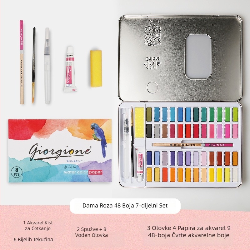 Giorgione čvrsti akvarel set, 9 komada, za akvarelno slikanje