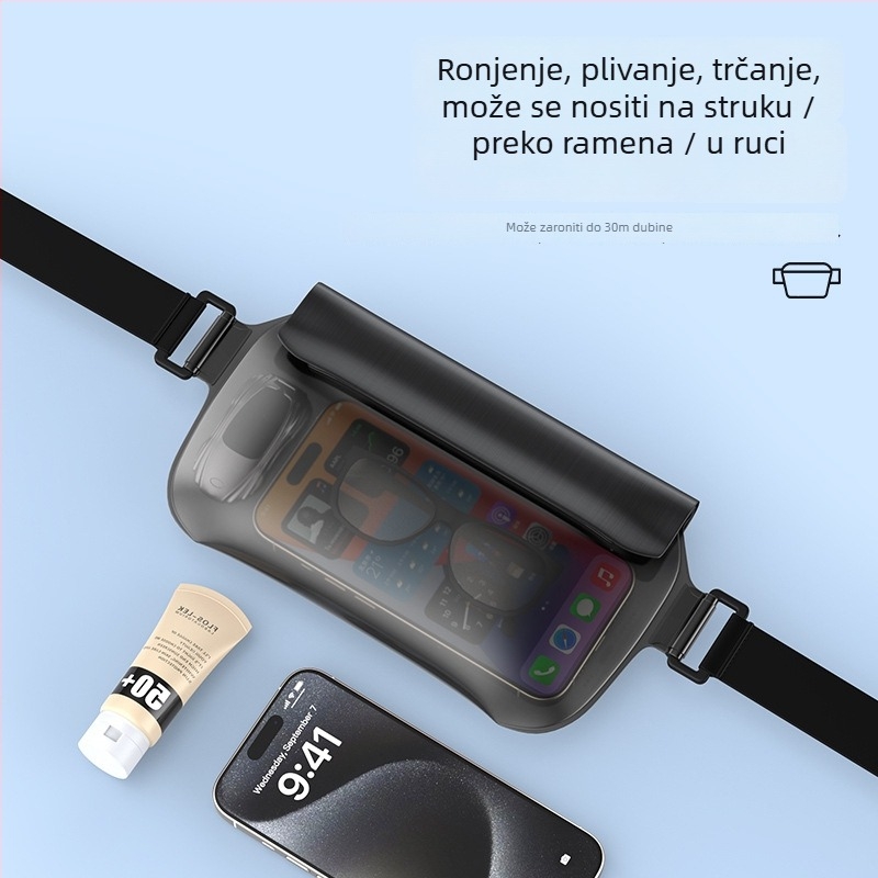 Vodootporna tašna za struk za plivanje i aktivnosti na otvorenom — TPU materijal, kapacitet 0,8 L, vodootporna tkanina