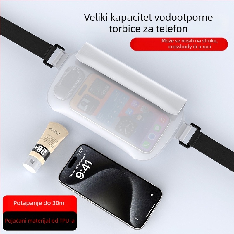 Vodootporna tašna za struk za plivanje i aktivnosti na otvorenom — TPU materijal, kapacitet 0,8 L, vodootporna tkanina