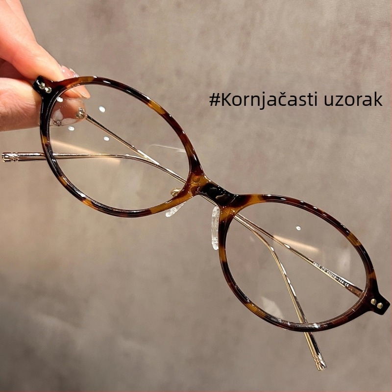 Naočale nerd stila s ovalnim okvirom, plastični okvir, premazane leće, model 1801, podesivi okvir