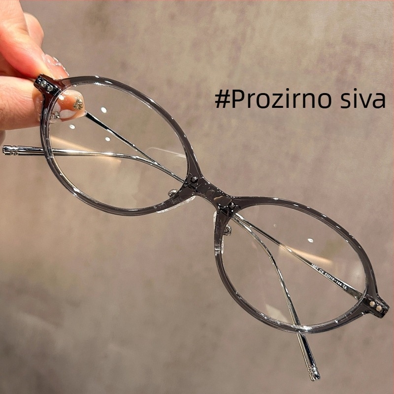 Naočale nerd stila s ovalnim okvirom, plastični okvir, premazane leće, model 1801, podesivi okvir