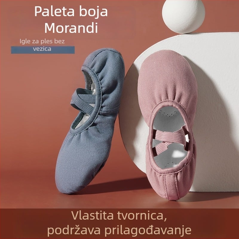 Dječje plesne cipele za balet i moderni ples, gornji dio od platna, potplata od teleće kože, prozračne, lagane, otporne na habanje