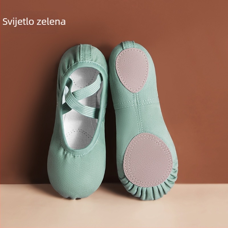 Dječje plesne cipele za balet i moderni ples, gornji dio od platna, potplata od teleće kože, prozračne, lagane, otporne na habanje