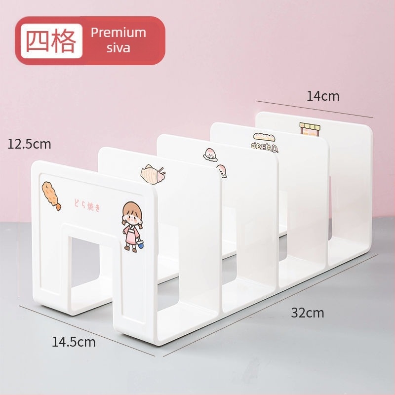 Plastični stalak za knjige s dijelnikom za uredske potrebe, višekanalni dizajn – Model 388, Neto težina 290 g, pakiranje 1 kom