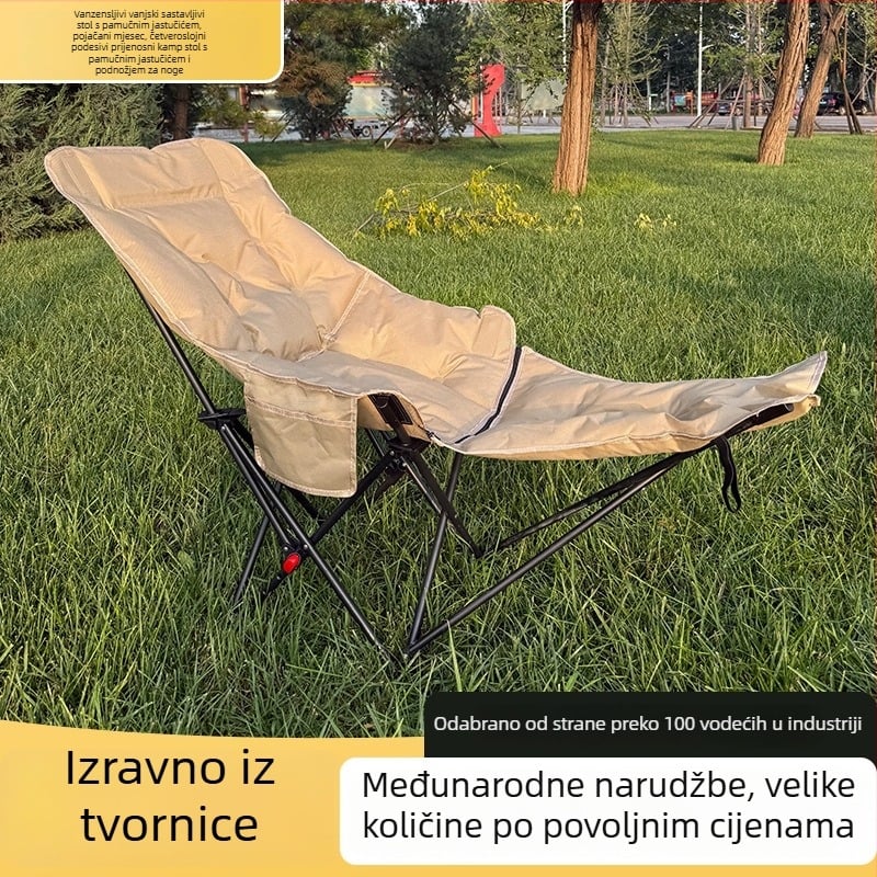 Sklopiva kamping stolica s navlakom od pamuka i podrškom za noge