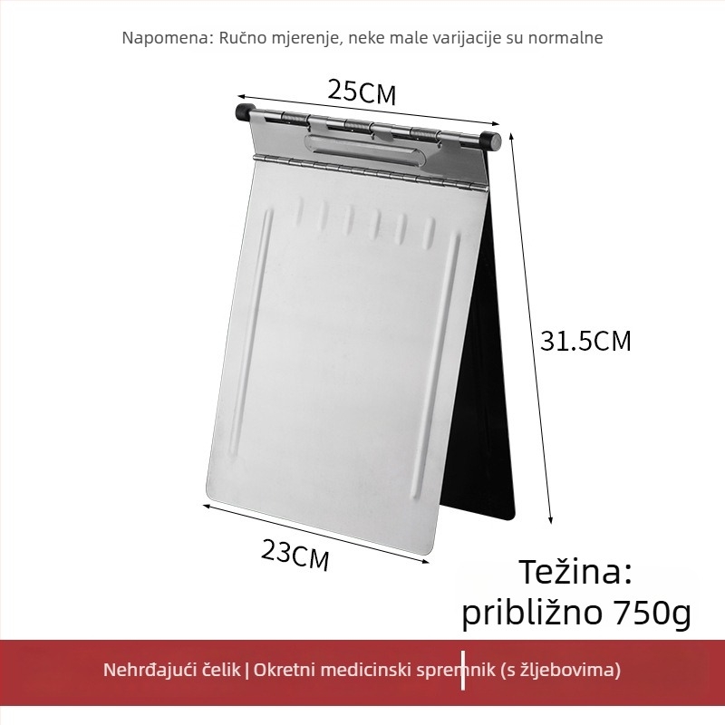 Medicinski dosje s jakim klipsom i klipom ploče — ABS materijal, moguć ispis logotipa, prilagodba, veličina klipse: varira