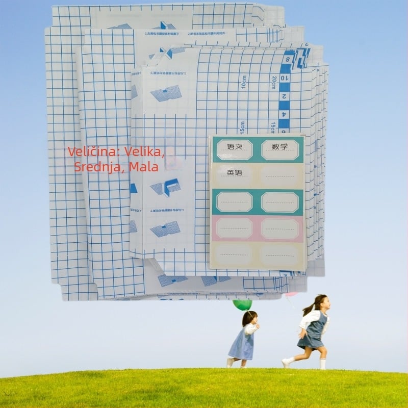 Set zaštitnih korica za knjige – Rui Bo, mali kockasti uzorak, PP materijal