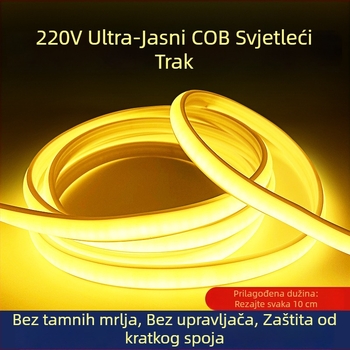 COB LED traka, 240 LED (2835 čipovi), 220V ulaz, 10W, kut zračenja 180°, vodootporan