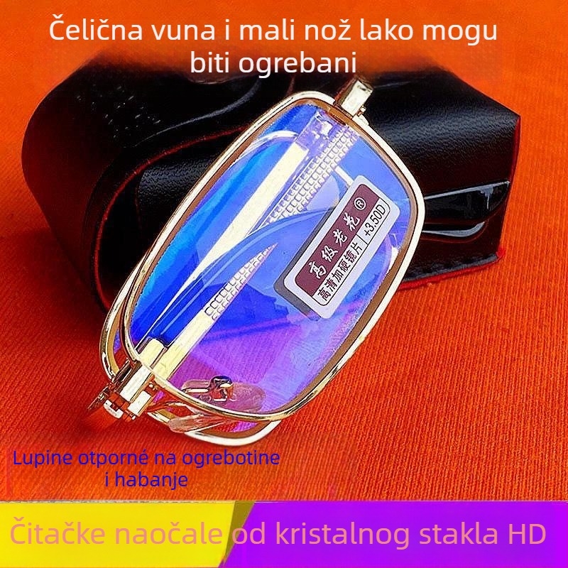 Crystal HD naočale za presbiopiju s punim okvirom, staklene leće, kvadratni okvir, unisex za odrasle