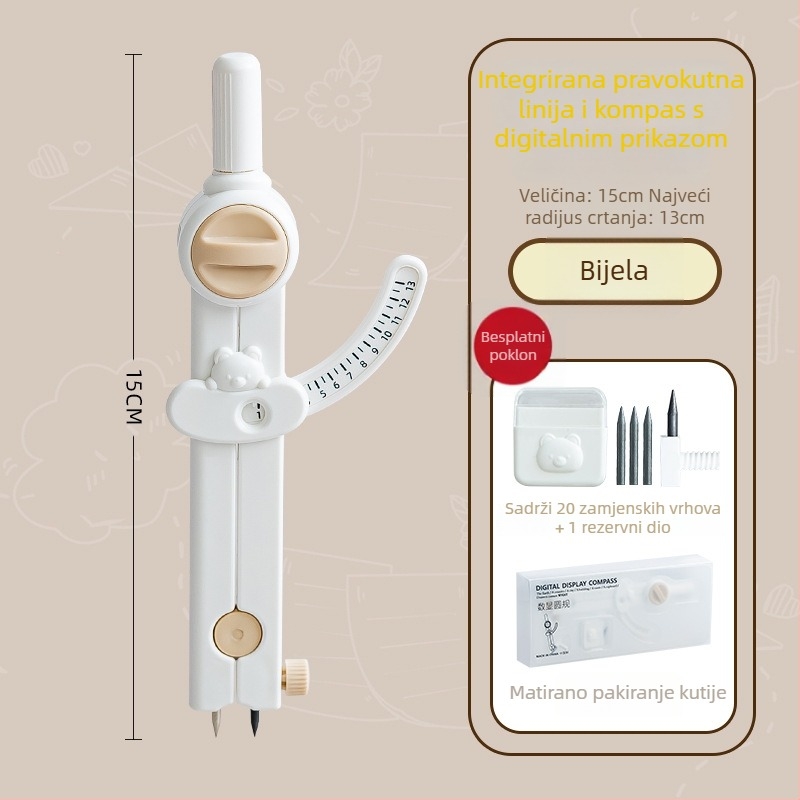 Digitalni kružni pribor za crtanje kružnica i ravnalo – set SS-38-66