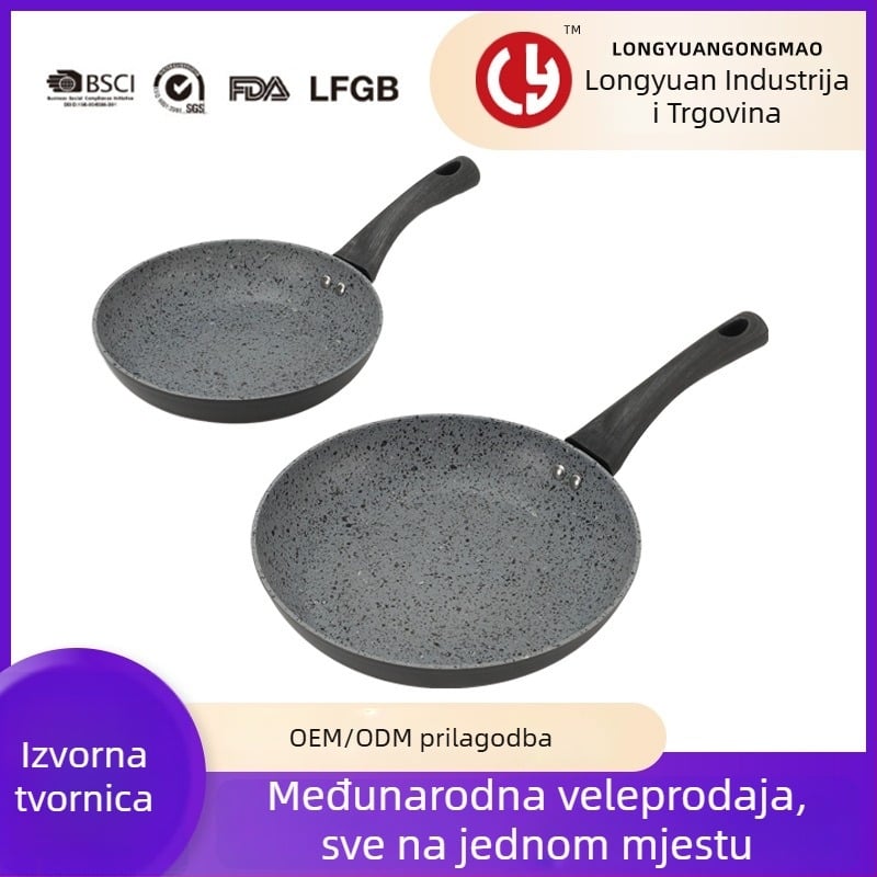 Maifan kamen wok set, neprimanjajući premaz, aluminijsko tijelo, višeslojno dno, lagani dim, kuhanje s malo ulja, za omlete i odreske