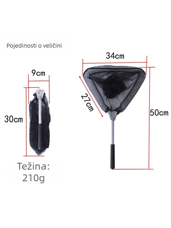 Mreža za ribolov od aluminijskog legura, s integriranom trokutastom glavom i aluminijskom šipkom