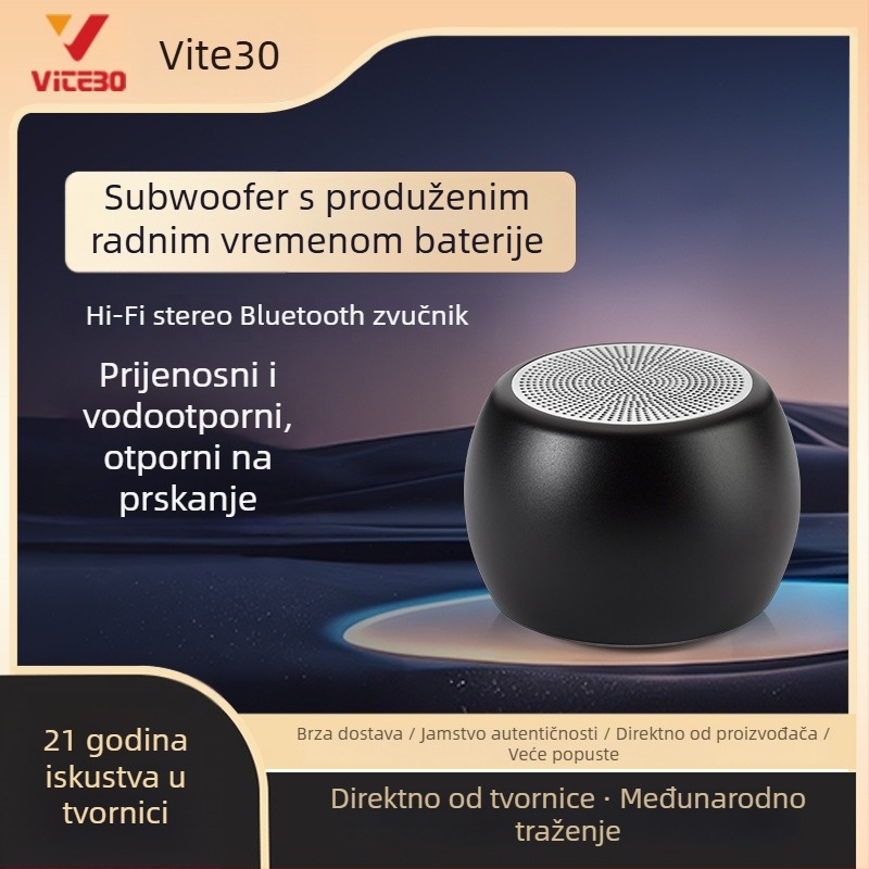 Prijenosni Bluetooth zvučnik s metalnim kućištem, IPX5 vodootporan, Bluetooth 5.0, 5W, frekvencijski raspon 100 Hz–20 kHz