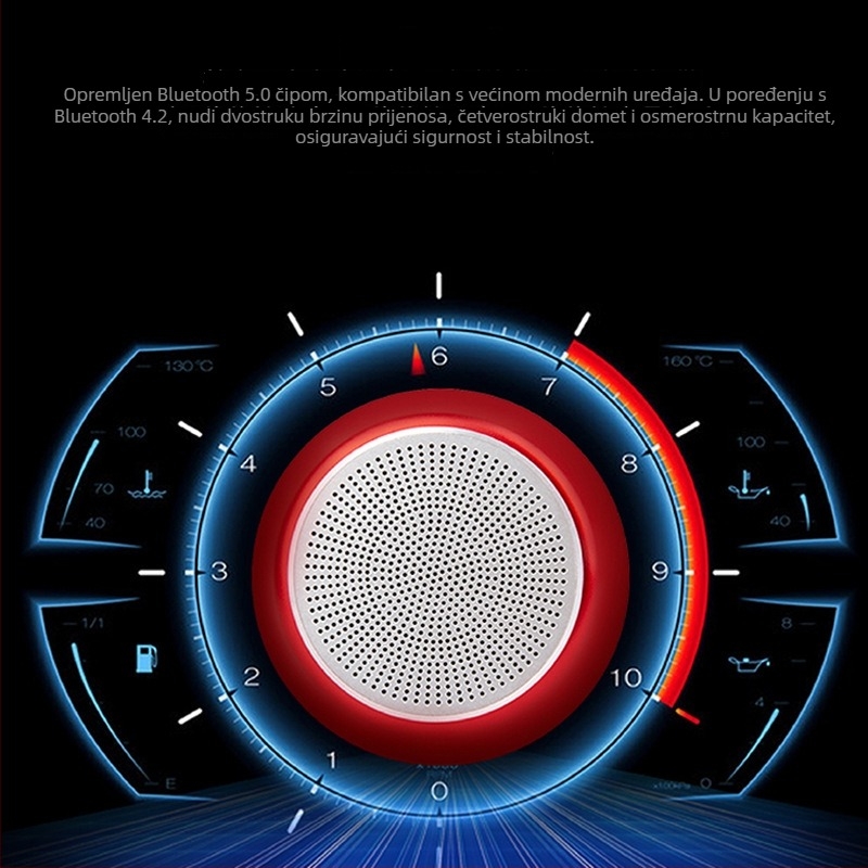 Prijenosni Bluetooth zvučnik s metalnim kućištem, IPX5 vodootporan, Bluetooth 5.0, 5W, frekvencijski raspon 100 Hz–20 kHz