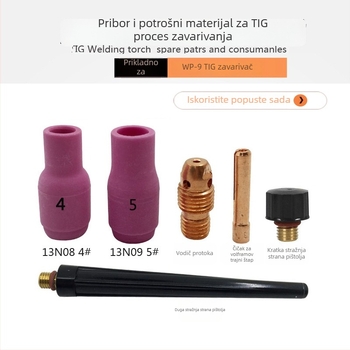 WP-9F argon arc zavarivački pištolj keramička mlaznica 13N08, bakreni voditelj toka, volframova igla za zavarivanje i zaštitni kućište mlaznice