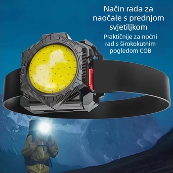 Vanjska višenamjenska kompakna LED čelna lampica, 5W, 1000mAh, punjiva, 360° rotacija