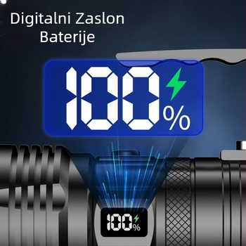 Laser lanterna od aluminijske legure, baterija 6600 mAh, 20 W, domet 200–500 m