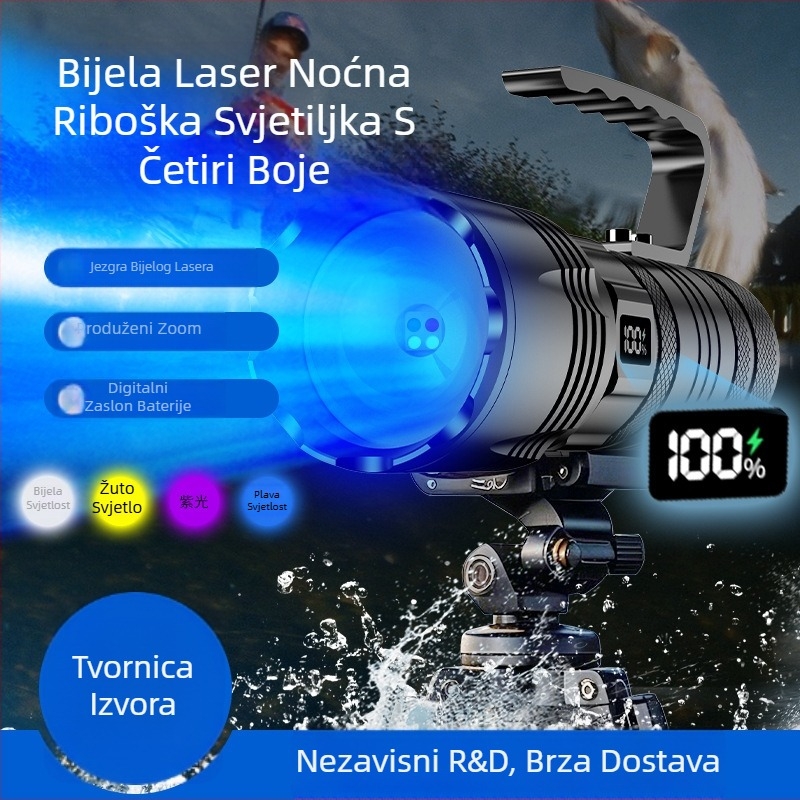 Laser lanterna od aluminijske legure, baterija 6600 mAh, 20 W, domet 200–500 m