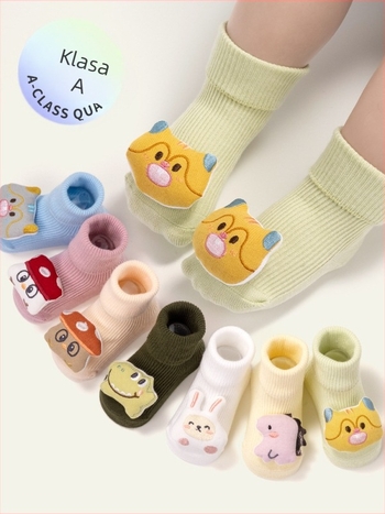Dječje čarape od combed pamuka, karikaturistički uzorak, dvostruka igla, srednja duljina nogavice