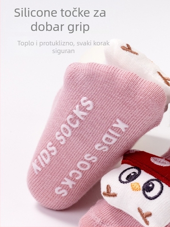 Dječje čarape od combed pamuka, karikaturistički uzorak, dvostruka igla, srednja duljina nogavice