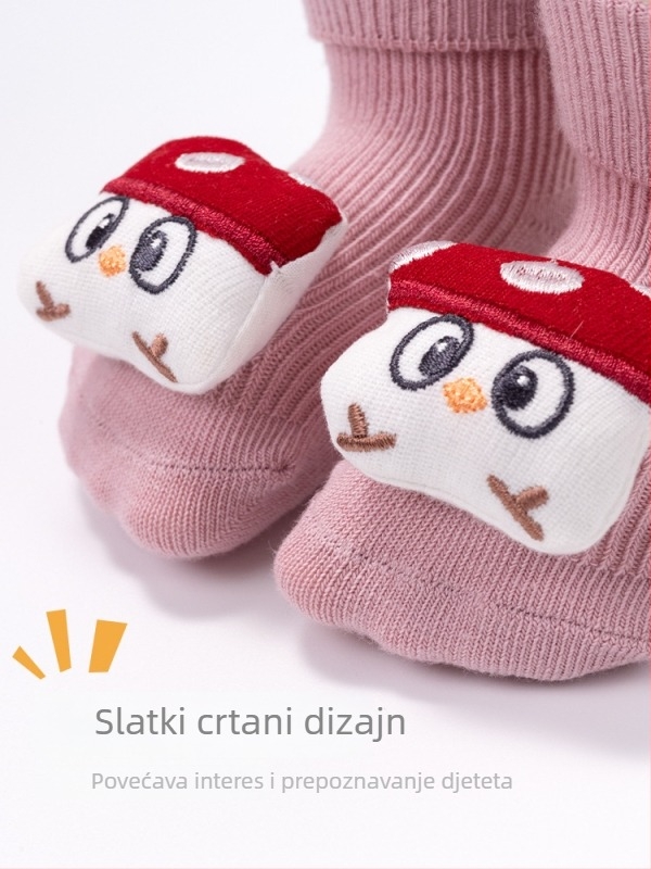 Dječje čarape od combed pamuka, karikaturistički uzorak, dvostruka igla, srednja duljina nogavice