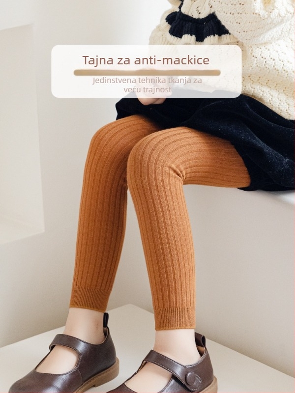 Dječje capri tajice za djevojčice, 82% pamuk, zima, jednobojne, prozračne