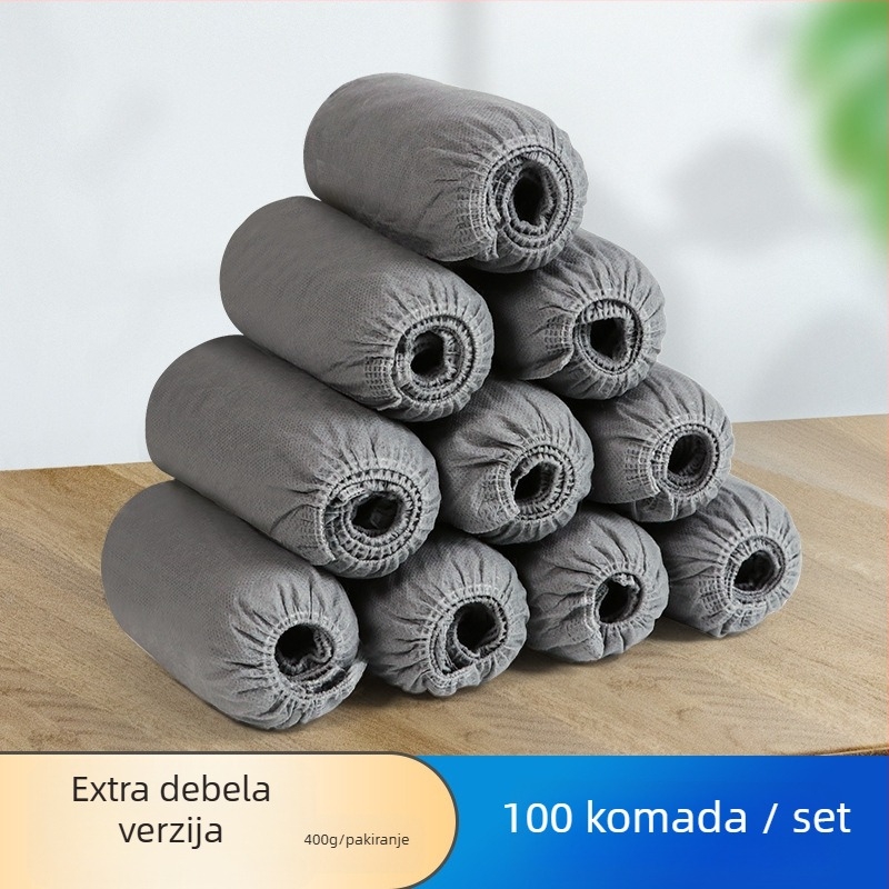 Jednokratne navlake za cipele od netkane tkanine za unutarnju zaštitu od prašine, debele i izdržljive, protuklizne i prozračne; Materijal: netkano; Debljina: 400 g; Uzorak: Jednobojan; Biološki razgradivo: Da