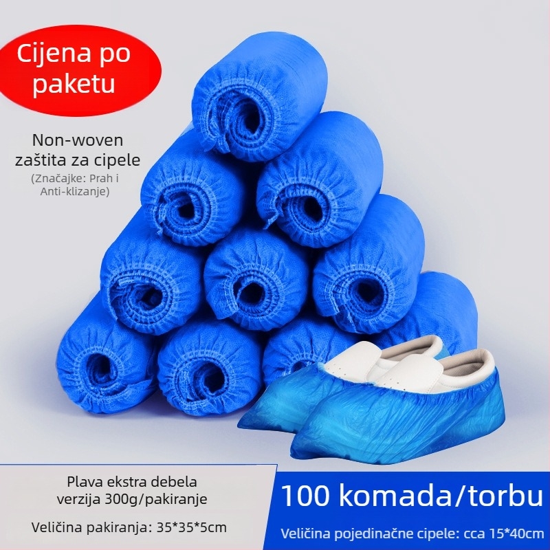 Jednokratne navlake za cipele od netkane tkanine za unutarnju zaštitu od prašine, debele i izdržljive, protuklizne i prozračne; Materijal: netkano; Debljina: 400 g; Uzorak: Jednobojan; Biološki razgradivo: Da