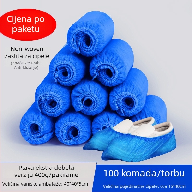 Jednokratne navlake za cipele od netkane tkanine za unutarnju zaštitu od prašine, debele i izdržljive, protuklizne i prozračne; Materijal: netkano; Debljina: 400 g; Uzorak: Jednobojan; Biološki razgradivo: Da