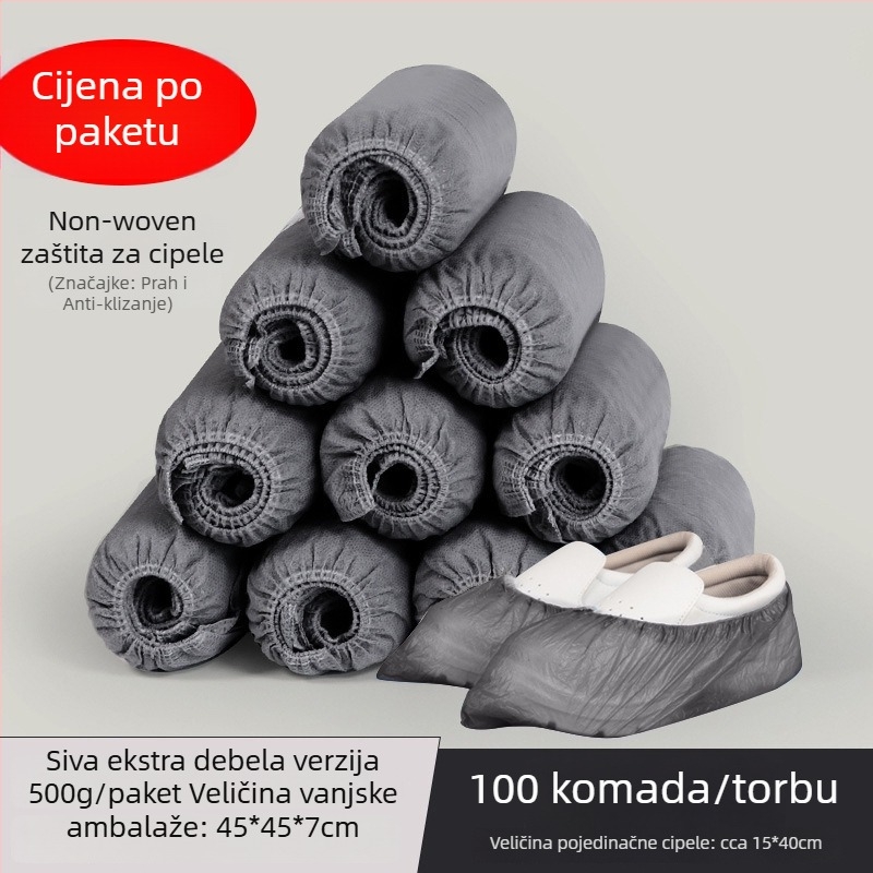 Jednokratne navlake za cipele od netkane tkanine za unutarnju zaštitu od prašine, debele i izdržljive, protuklizne i prozračne; Materijal: netkano; Debljina: 400 g; Uzorak: Jednobojan; Biološki razgradivo: Da