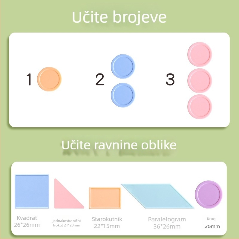 Matematičke pločice za brojanje za prvi razred: geometrijski oblici i aritmetika novčića, plastični novčići, Modian, kôd Jyb-126bm, uzrast 7–14, neelektrični