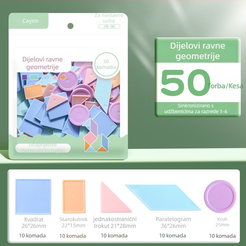 Matematičke pločice za brojanje za prvi razred: geometrijski oblici i aritmetika novčića, plastični novčići, Modian, kôd Jyb-126bm, uzrast 7–14, neelektrični