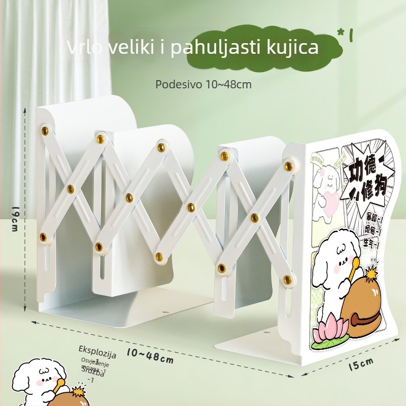 Ispruživi stolni nosač za knjige s držačem za olovku i integriranom policom za knjige — metal, model KBX-3108, brend Kaba Bear, težina 0.8