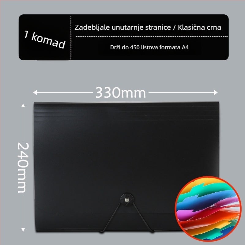 13-odjelna akordion fascikla za dokumente, plastična konstrukcija, velika zapremina, tiskano logo, mogućnost prilagodbe, licencirana privatna marka