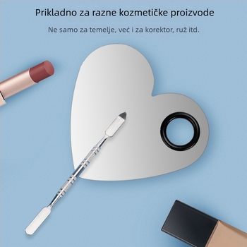 Prsten-paleta od nehrđajućeg čelika u obliku srca – paleta za šminku i aplikator za temelje s pickerom, 54 g, Dingsheng