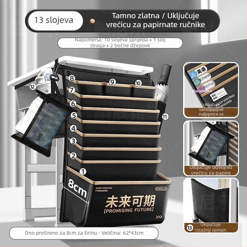 Više-slojni visi organajzer za stol za učenike | Model velike kapacitete | Materijal: Oxford Cloth | Neto težina: 500 g