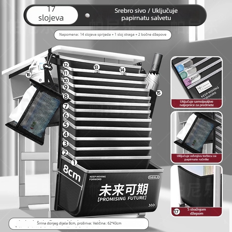 Više-slojni visi organajzer za stol za učenike | Model velike kapacitete | Materijal: Oxford Cloth | Neto težina: 500 g