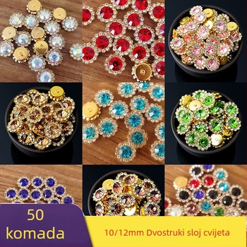 Dodatak za kosu s kristalima: dvostruka mašna sa cvijetom suncokreta, ručno prišiti dijamanti, elektroplatinirani završetak