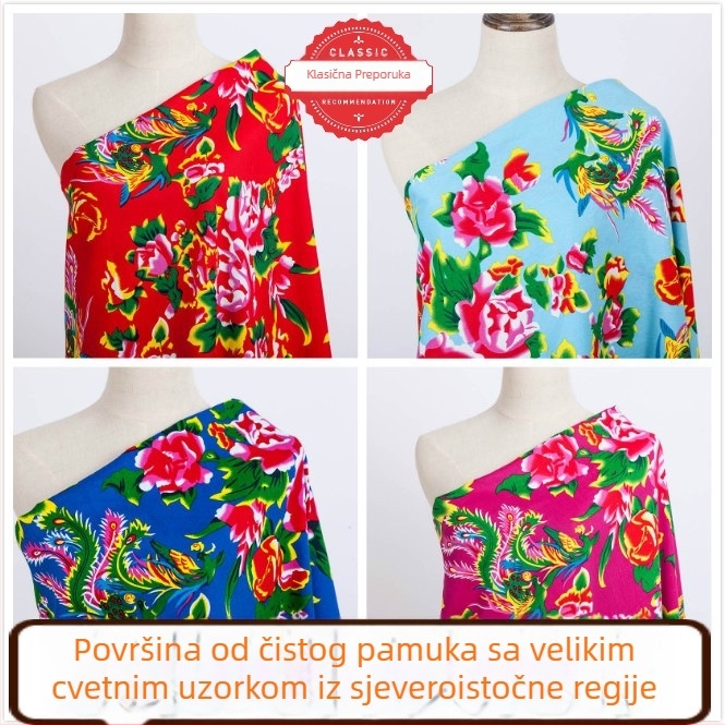 100% pamuk twill jacquard tkanina s biljnim otiskom — sjeveroistočni stil, veliki cvjetni motiv